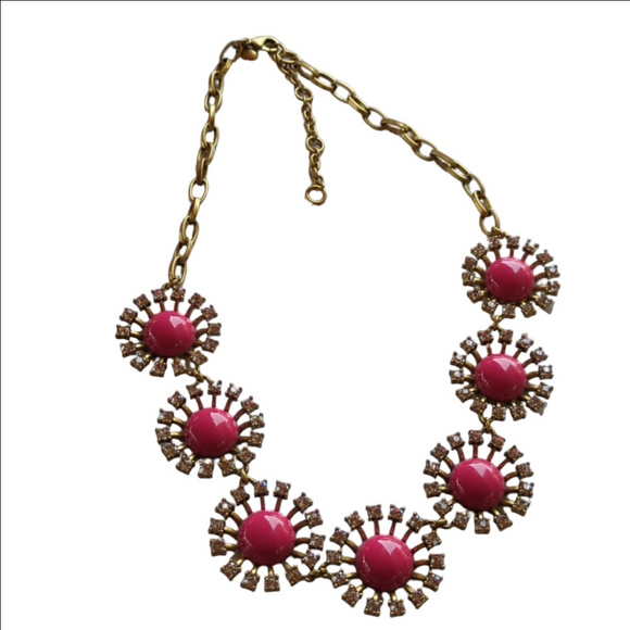 J. Crew Jewelry - J Crew clear‎ & pink Rhinestones necklace